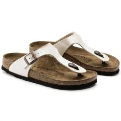 Birkenstock Gizeh Sandales à lanières Birko-Flor Narrow Femme, argent -Chaussures loisir & Bottes Soldes birkenstock gizeh thong sandals birko flor narrow women graceful pearl white 3 1